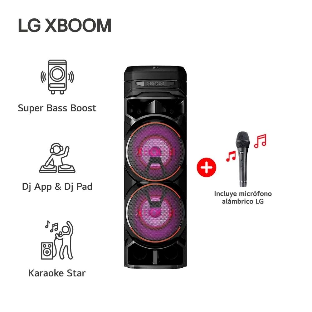 Torre de sonido LG XBOOM RNC9 Bluetooth Karaoke + Micrófono